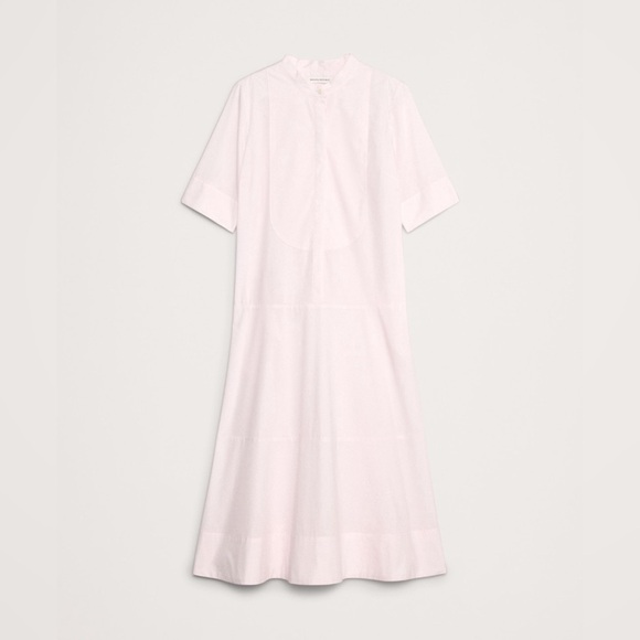 NWT! Banana Republic Light Pink Cotton Poplin Tuxedo Front Midi Dress - Large 🦋 - Picture 5 of 8